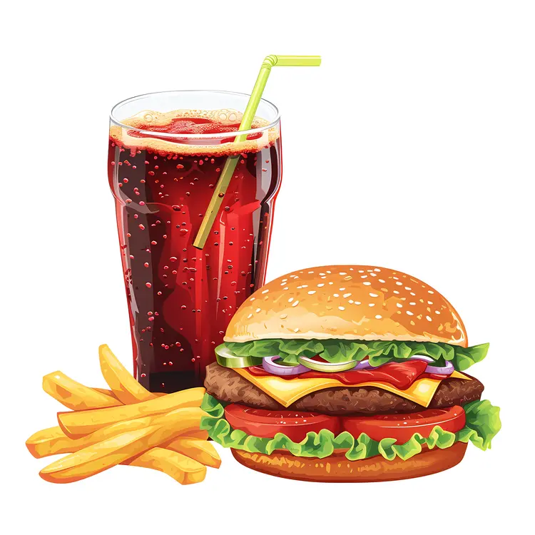 Burger, Soda, and Fries Digital Art