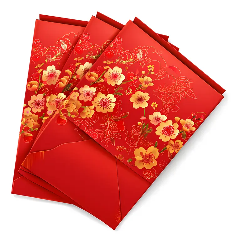 Red Envelopes with Floral Design for Chinese New Year