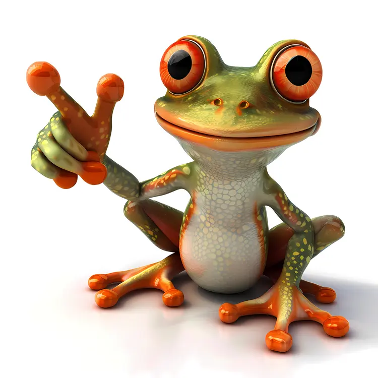 Cartoon Frog Making Peace Sign