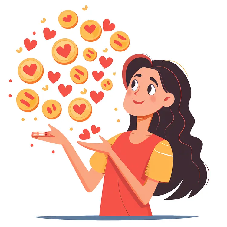 Woman with Hearts and Coins