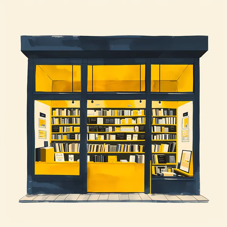 Yellow Bookstore with Shelves