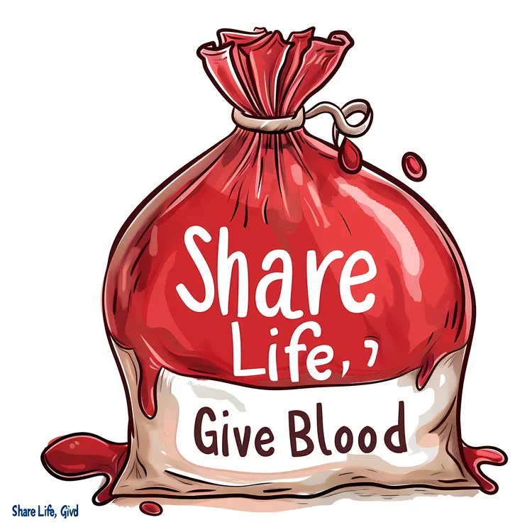Share Life, Give Blood Bag Illustration