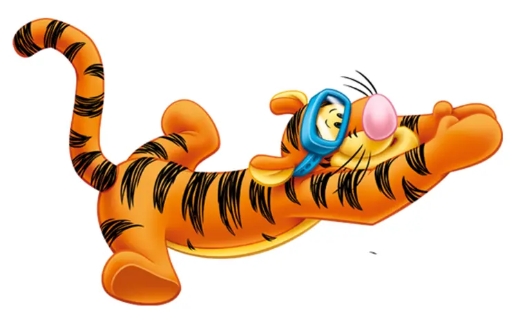 Playful Orange Tiger Cartoon Character with Goggles