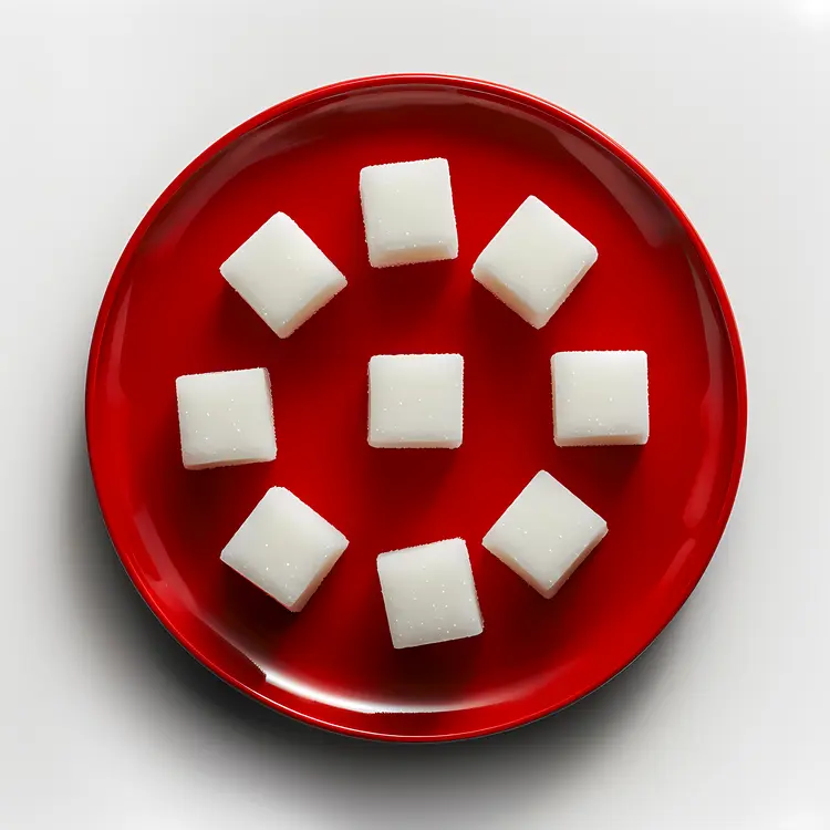 Red Plate with Sugar Cubes