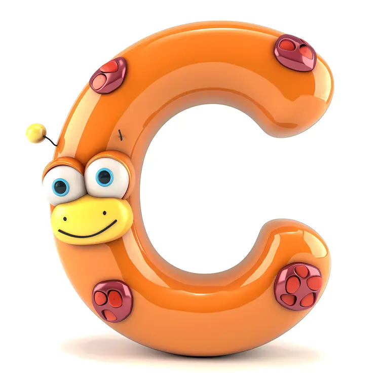 Cute Orange Letter C with Eyes
