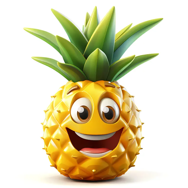 Happy Yellow Pineapple Cartoon Character