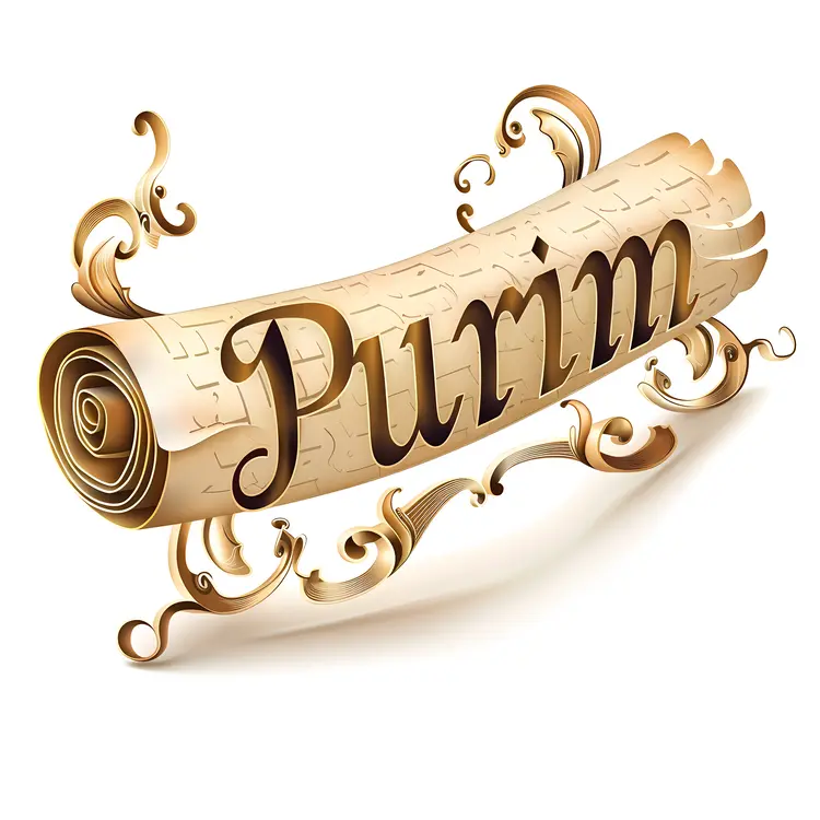 Purim Text on Golden Scroll