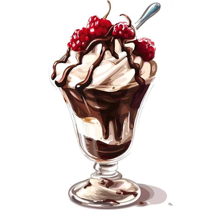 Chocolate Sundae with Raspberries