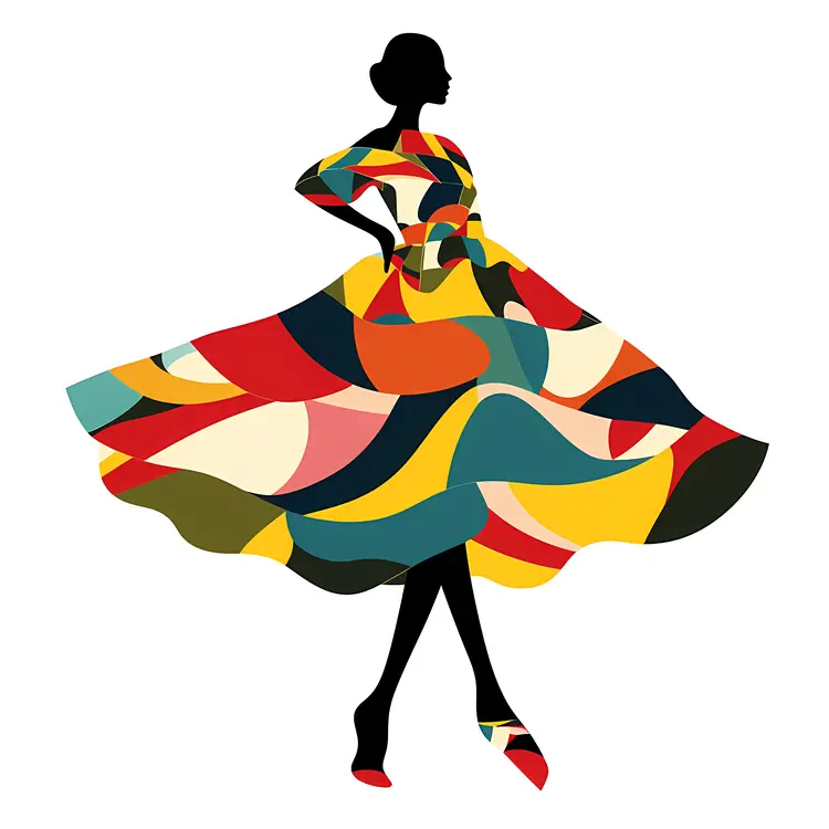 Flowing Colorful Dress Silhouette