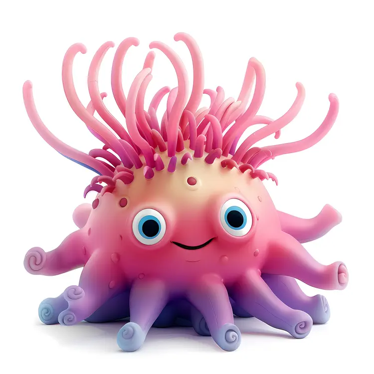 Cute Animated Sea Creature with Tentacles