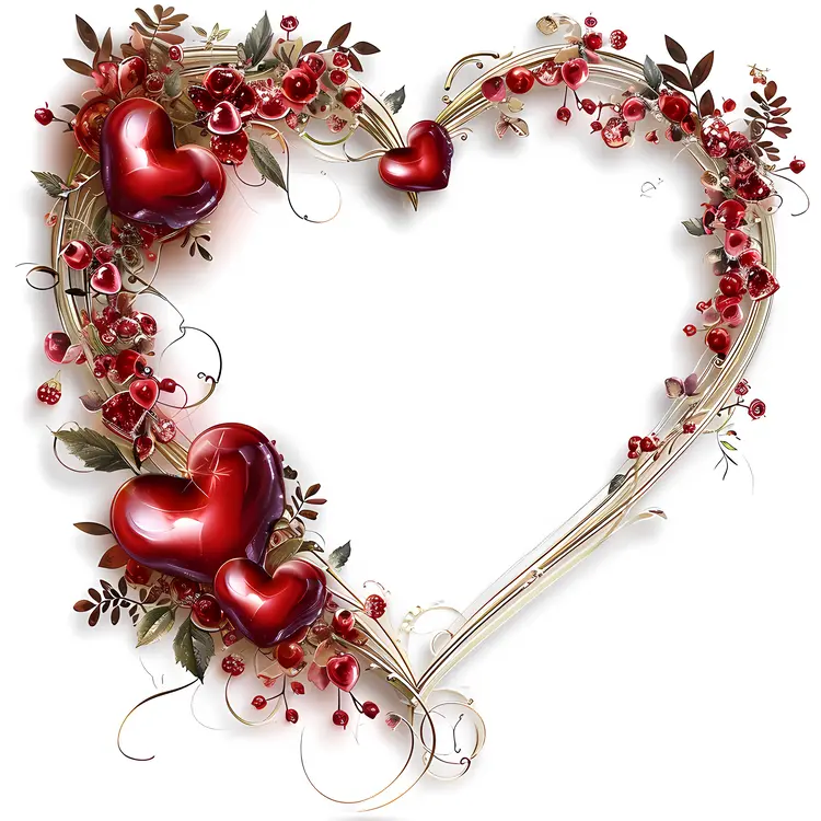 Heart Frame with Red Hearts for Valentine's Day