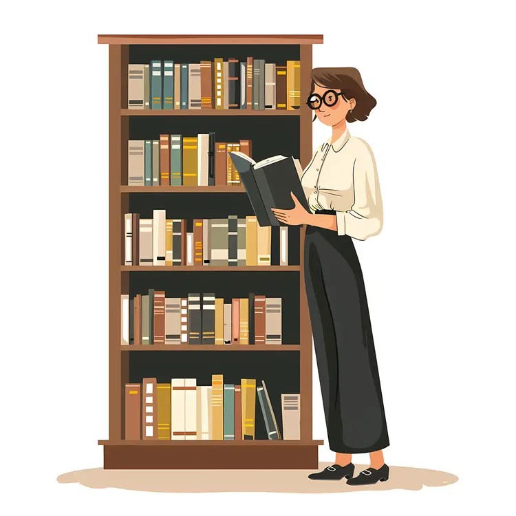 Woman Reading in Library