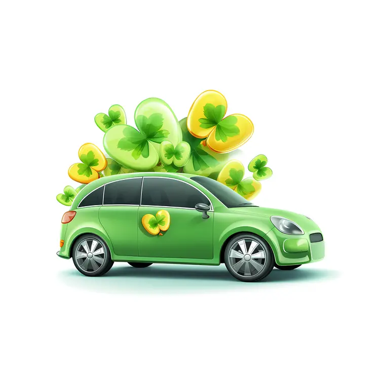 Green Car with Shamrocks