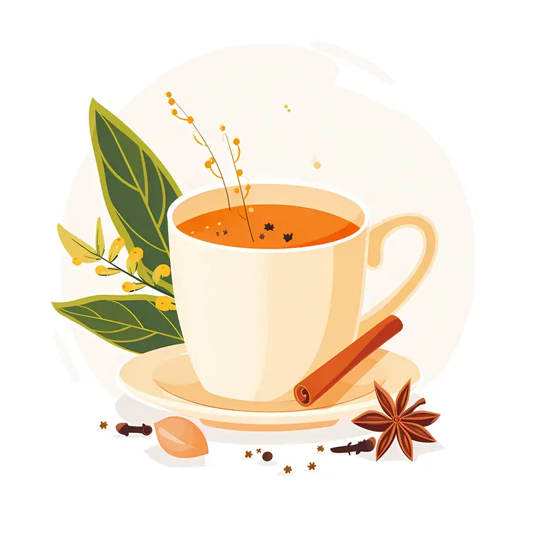 Simple Tea Cup with Lemon and Cinnamon