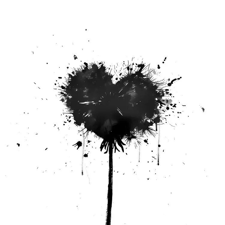 Black Ink Heart-shaped Dandelion