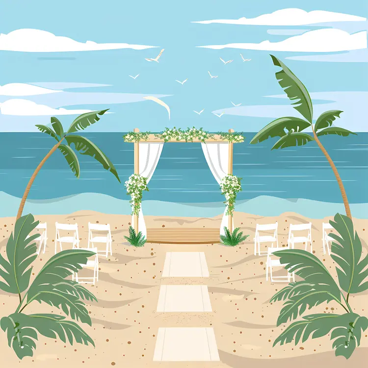 Beautiful Beach Arch with Palm Trees