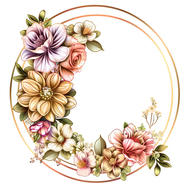 Beautiful Floral Frame with Pastel Flowers