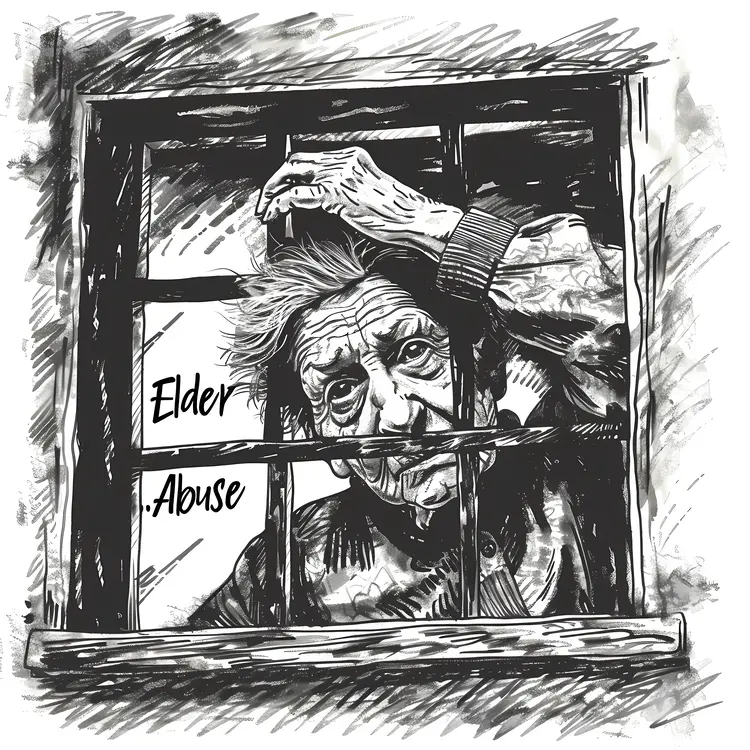 Elderly Woman Behind Bars