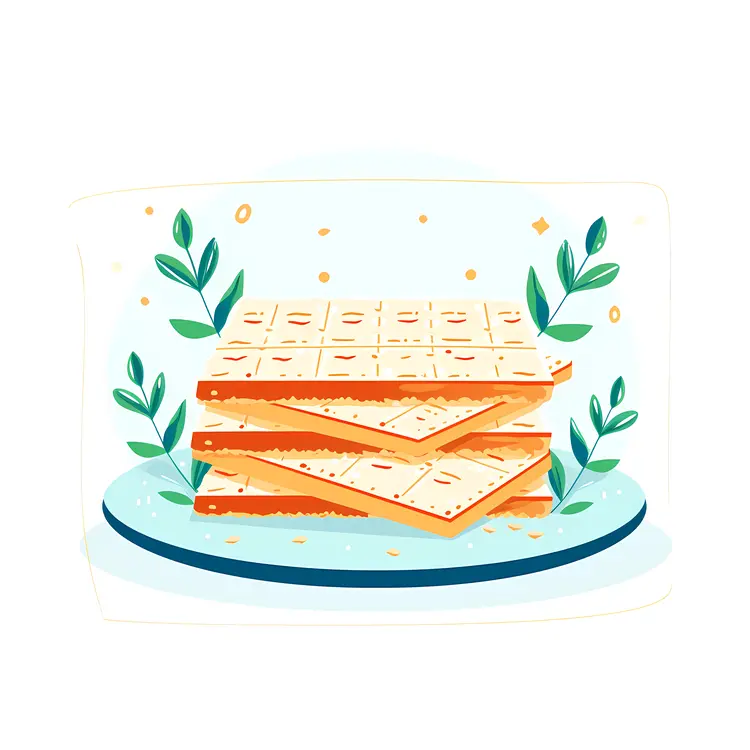 Layered Crackers on Plate Illustration