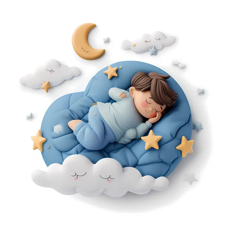 Adorable Sleeping Child on a Cloud