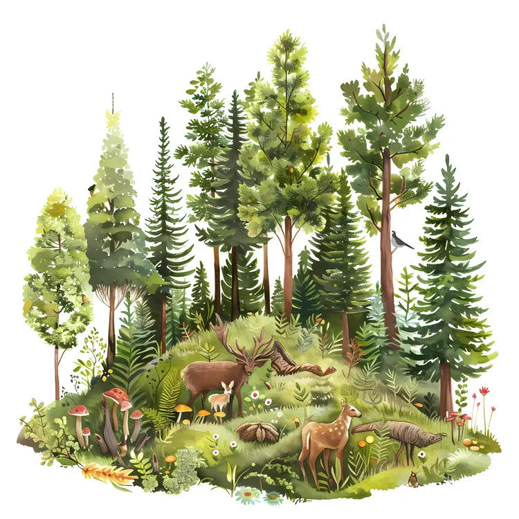 Forest with Deer and Foliage
