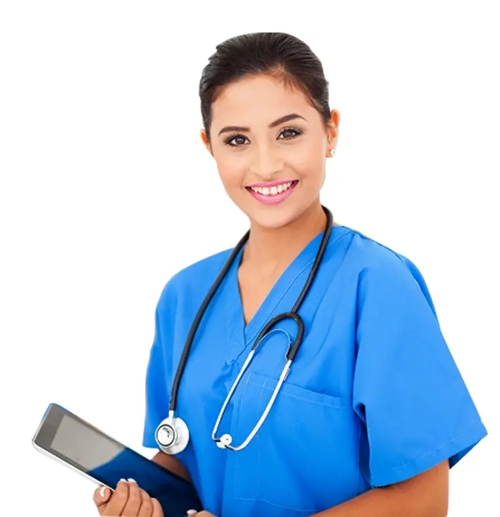 Nurse Holding Tablet and Smiling