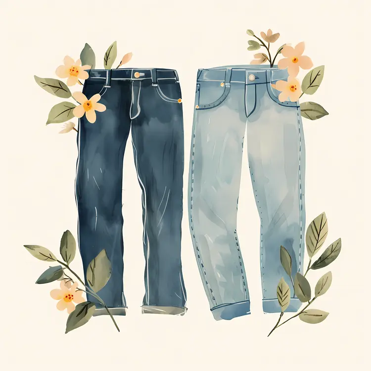 Jeans with Floral Design