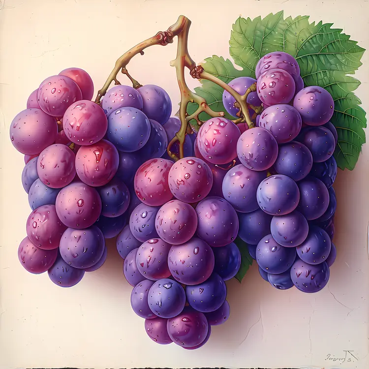Bunch of Fresh Purple Grapes