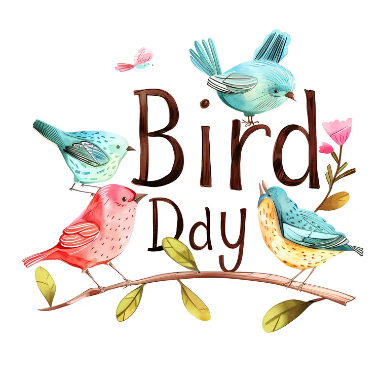 Bird Day Illustration with Colorful Birds