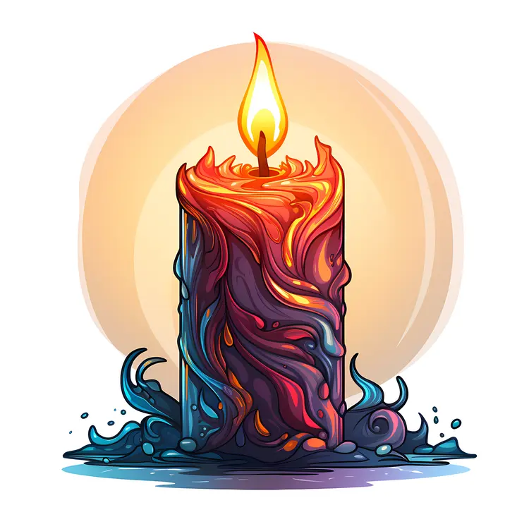 Colorful Candle with Bright Flame