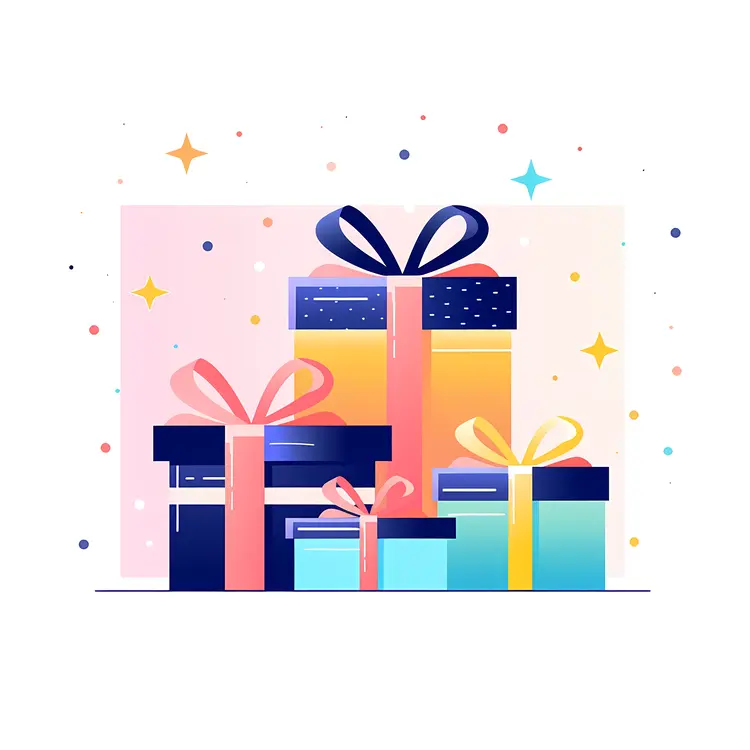 Stack of Colorful Gift Boxes with Ribbons