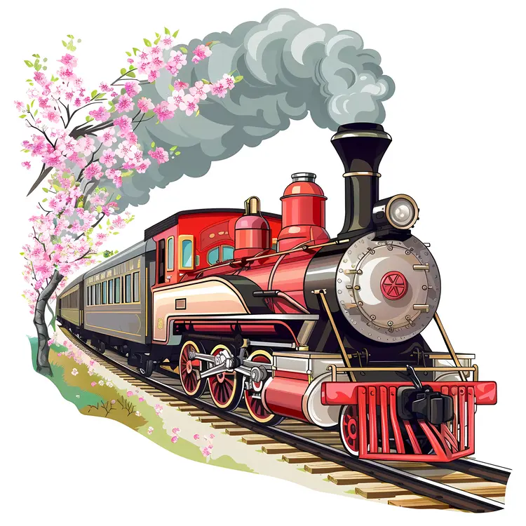 Vintage Steam Locomotive on Railway