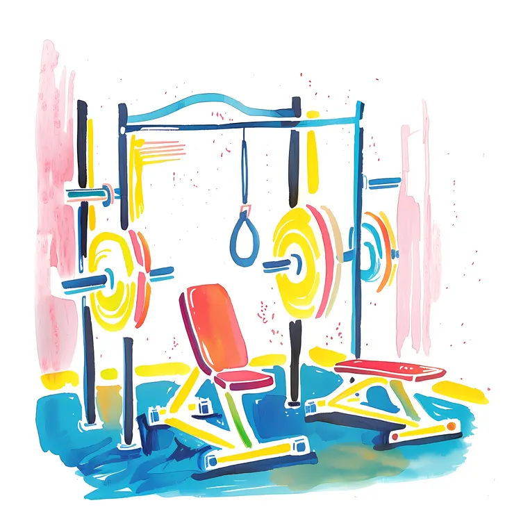 Colorful Gym Equipment Illustration