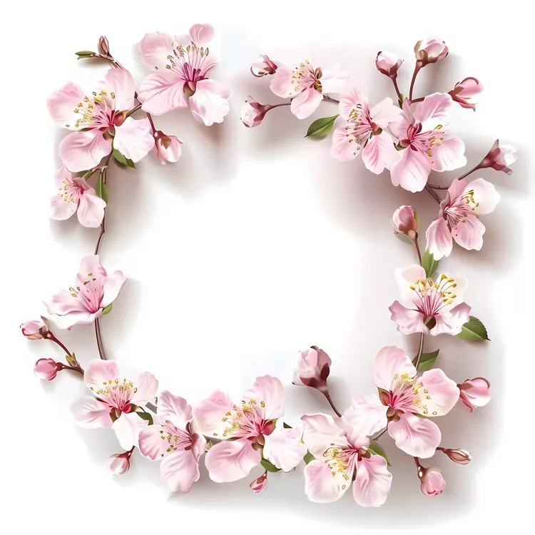Cherry Blossom Wreath with Pink Flowers