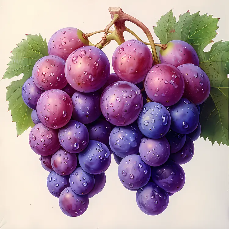 Juicy Purple Grapes with Water Droplets