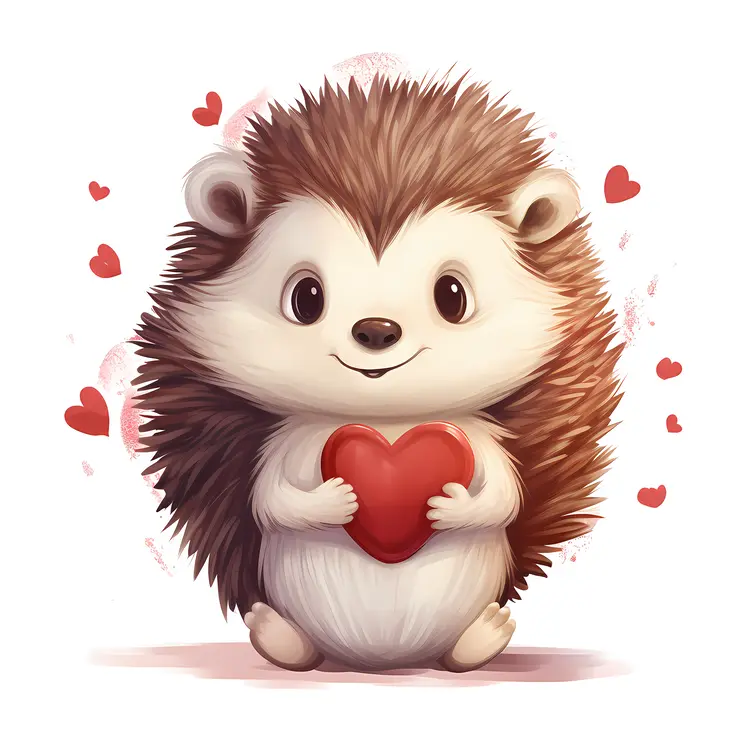 Cute Hedgehog Holding a Heart