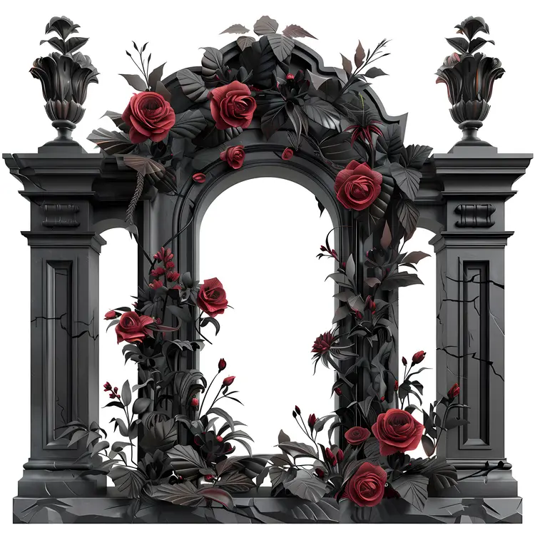 Gothic Arch with Red Roses
