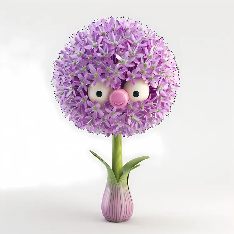Cute Purple Flower Cartoon