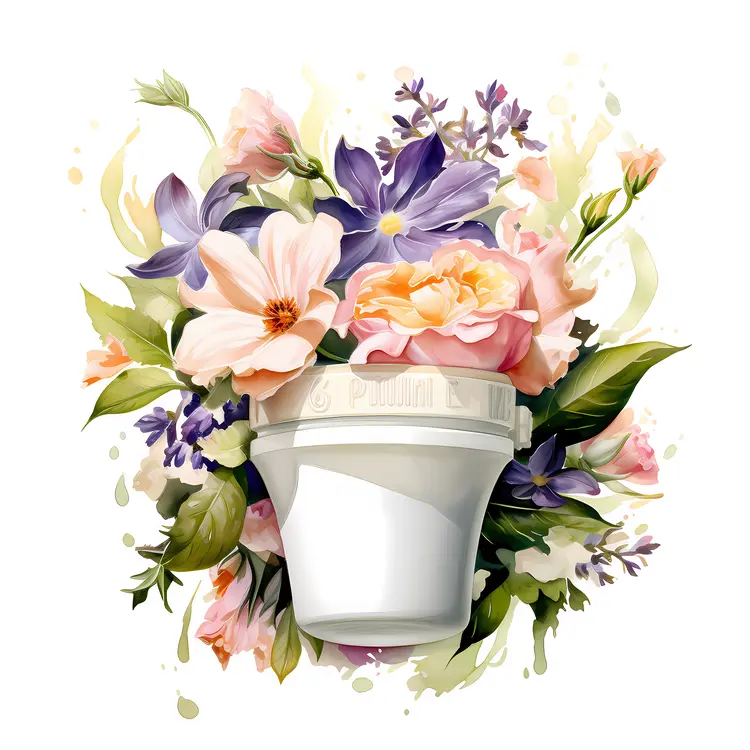 White Jar with Colorful Flowers