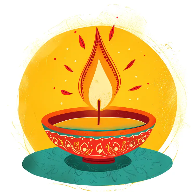 Colorful Diya Lamp