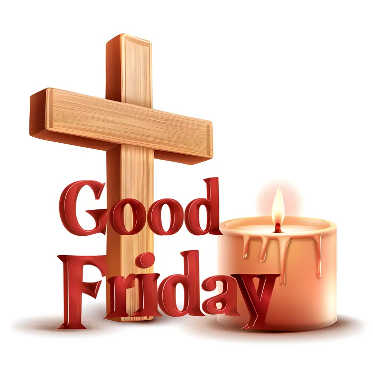 Good Friday Cross with Red Candle