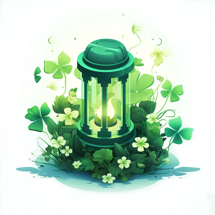 Green Lantern with Clovers and Glow