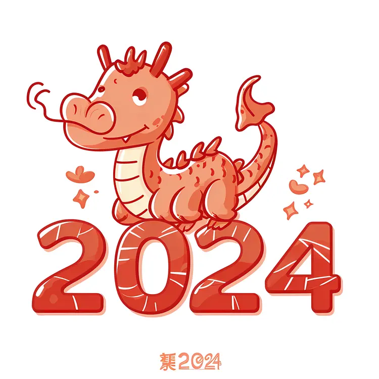 Charming Red Dragon for 2024 New Year