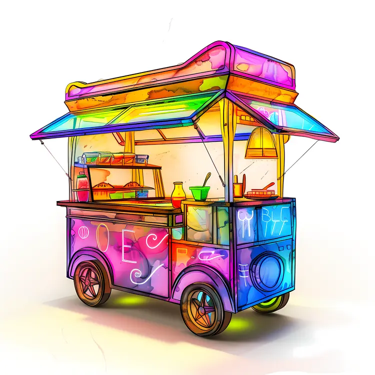 Neon Street Food Cart