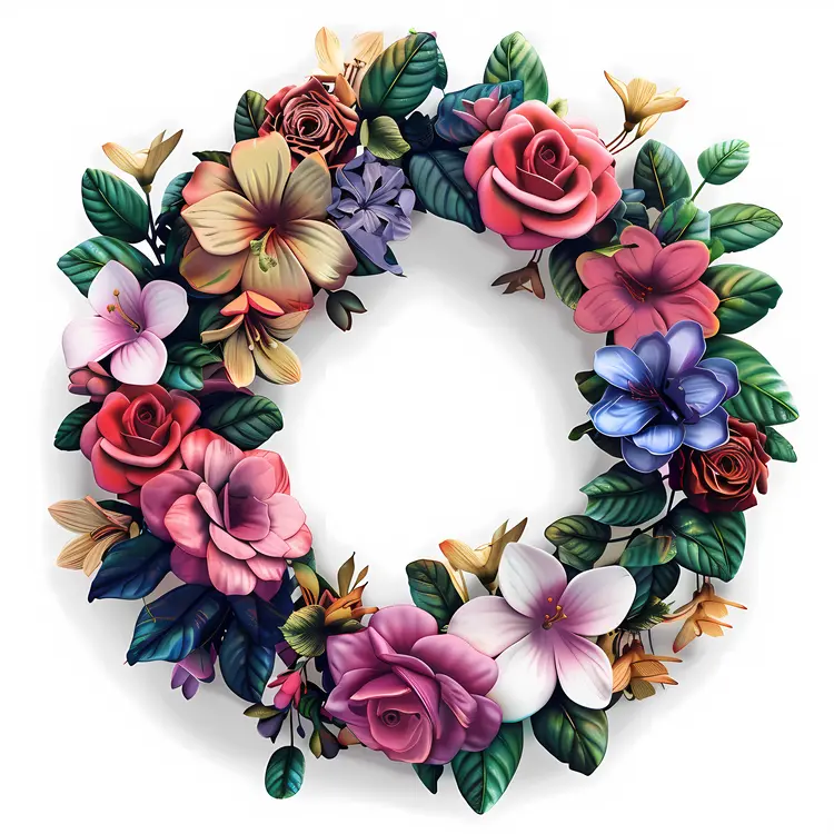 Colorful Floral Wreath with Roses and Mixed Flowers
