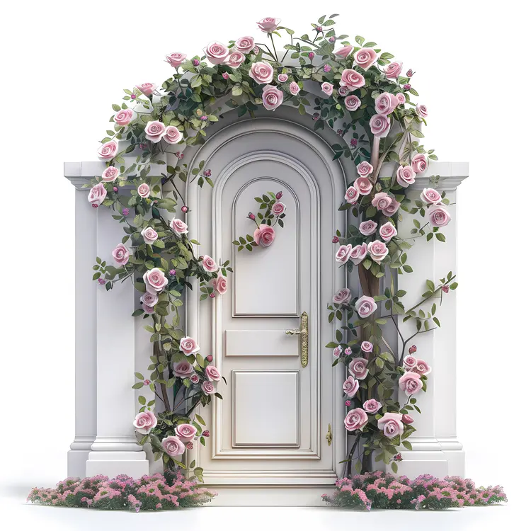 Door with Pink Roses
