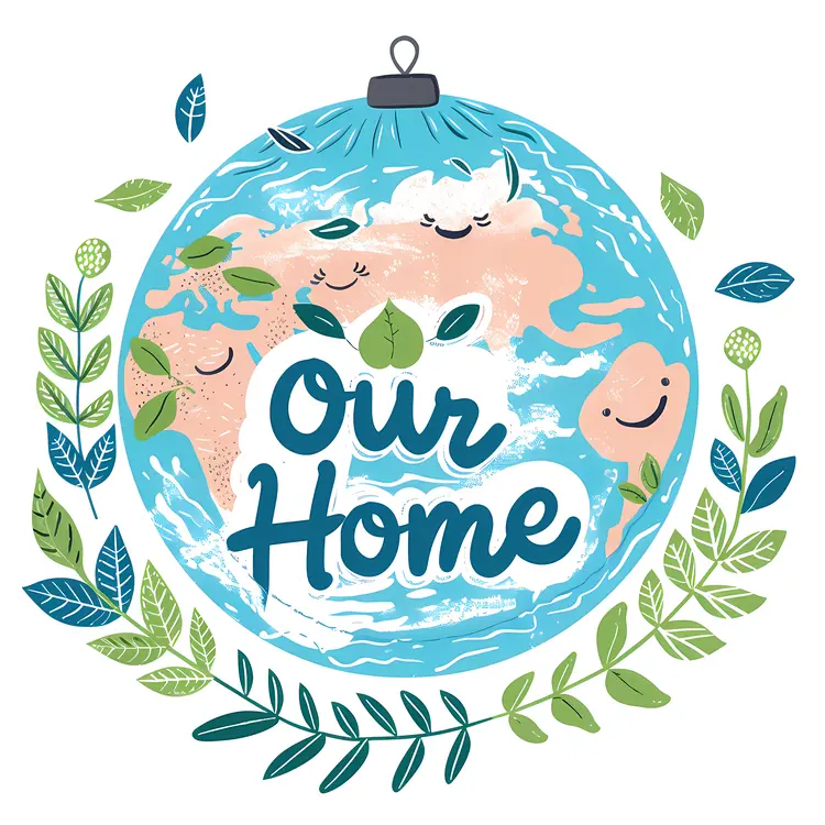 Our Home Earth Illustration with Leaves