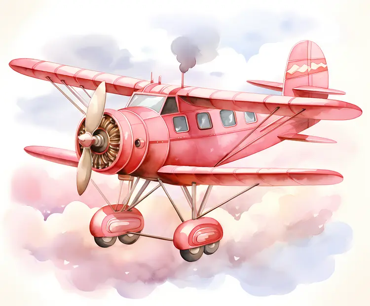 Cute Red Cartoon Airplane