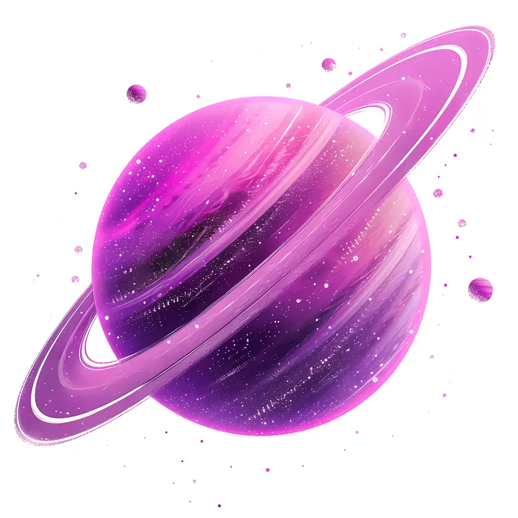 Purple Planet with Rings in Space