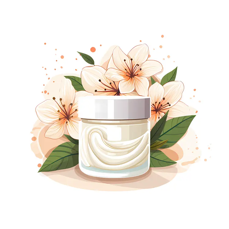 Cream Jar with Lilies